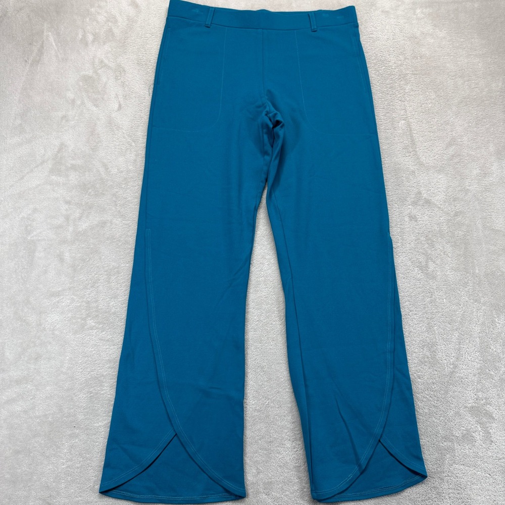 Betabrand Pants Women's Large Dress Pant Yoga Pants Teal Blue Tulip Hem Trousers